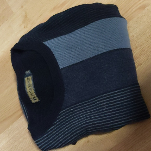 Scala Other - Scala Milano Wool Black and Grey striped sweater, xxl